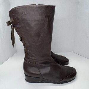 Wolky Brown Leather Zip Up Boots EU 41 US 10 Soft Leather Wide Calf Portugal‎